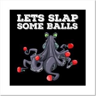 Ping Pong Table Tennis Tabletennis Funny Kraken Octopus Pun Posters and Art